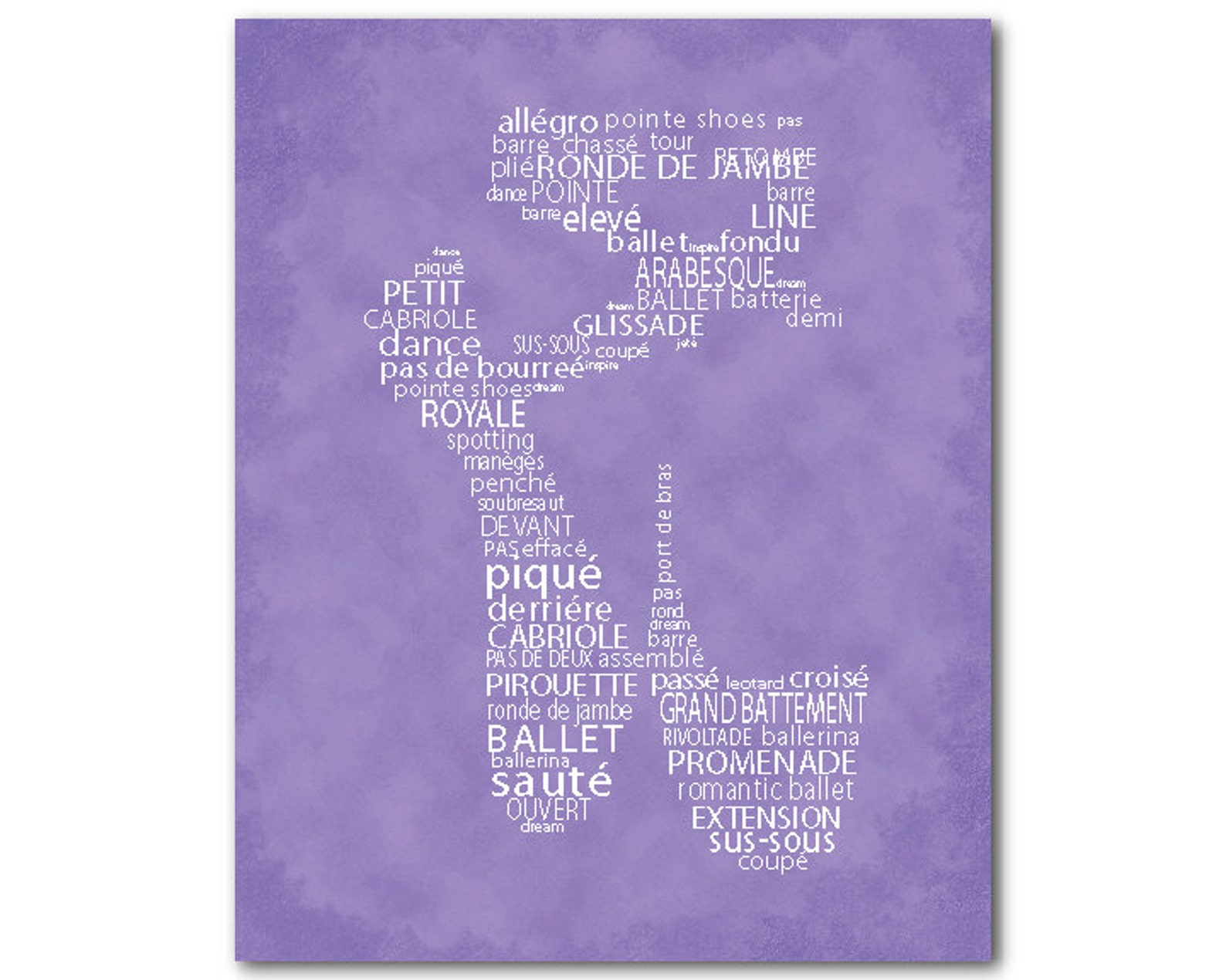 ballerina art - ballet slipper word art - ballet typography - point shoe - dance print - dance wall art - wall decor - girls roo