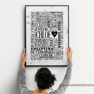 Custom Birthday Word Art Print or Canvas Wall Art