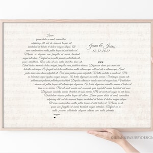 Your Wedding Vows or Song lyrics wall art - Anniversary, Wedding Gift - heart shaped Wedding present - PRINT OR CANVAS