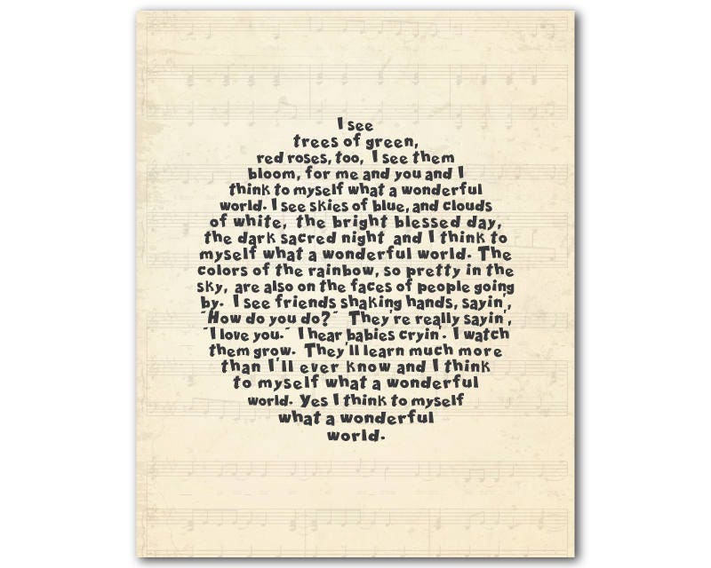 What a Wonderful World Louis Armstrong Minimalist Song Lyrics Greatest Hits  of All Time 171 Ornament