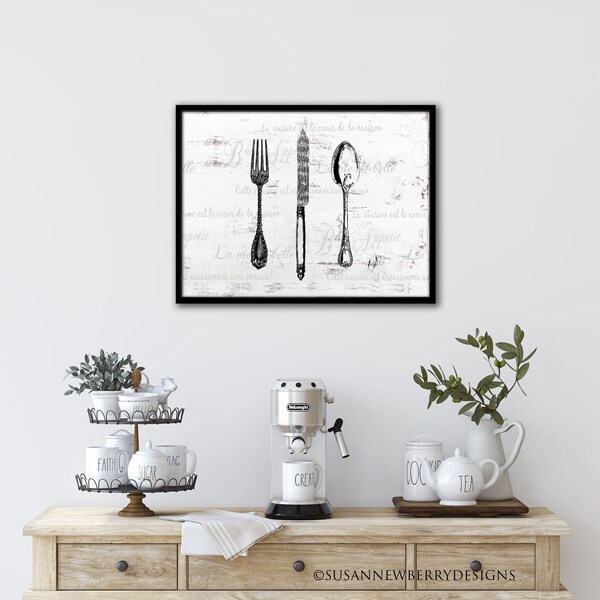 Fork and Spoon Print Etsy