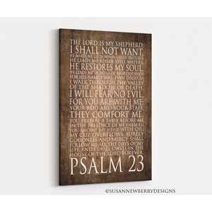 Psalm 23 The Lord is my shepherd I shall not want Bible verse Twenty third Psalm Scripture PRINT or CANVAS Christian Wall Art FH 34