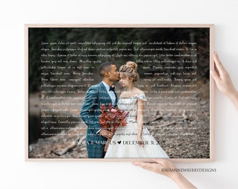 Wedding Photo PRINT OR CANVAS - Any Song Lyrics Wedding First Dance Your Vows or Poetry - Personalized Anniversary Gift