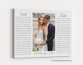 Custom Wedding Vows and Photo Print or Canvas – Personalized Anniversary Keepsake