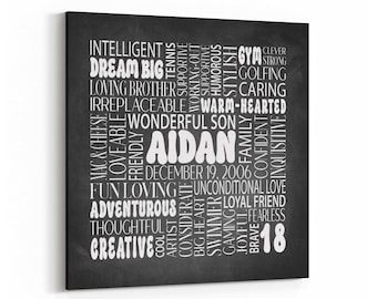 Custom Square Word Cloud Kids Wall Art in Print or Canvas in various sizes