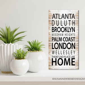 Modern Farmhouse Canvas Wall Art Street Names or Cities No Place like Home Housewarming or Anniversary Gift Customized Subway Sign FH 5