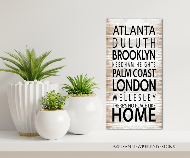 Modern Farmhouse Canvas Wall Art Street Names or Cities No Place like Home Housewarming or Anniversary Gift Customized Subway Sign FH 5