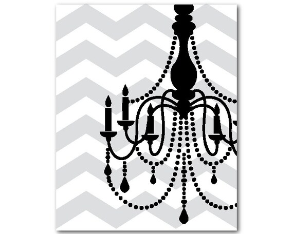 Items similar to Modern Wall Art - Chandelier Silhouette on Chevron