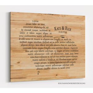 Custom Rustic Anniversary, Wedding Gift - Vows or Song lyrics wall art - ready to hang CANVAS - Farmhouse style art