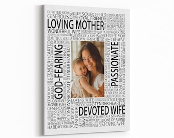 Mom and Baby Photo Word Cloud with Multi-Fonts Print or Canvas Wall Art