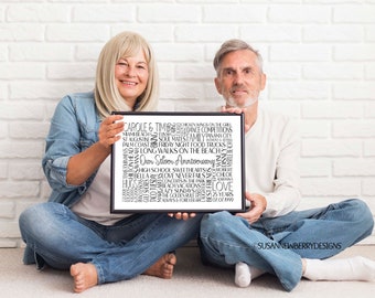 Our Silver Anniversary Custom Word Cloud Print or Canvas -  25th Anniversary Gift for parents, grandparents, friends