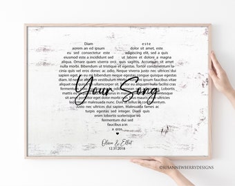 Your Wedding Vows or Any Song Lyrics - Unique Wedding, Engagement, Anniversary Gift - PRINT OR CANVAS - first year paper anniversary