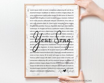 Custom Wedding Gift PRINT or CANVAS - Personalized Anniversary Gift - Your wedding vows or favorite song lyrics