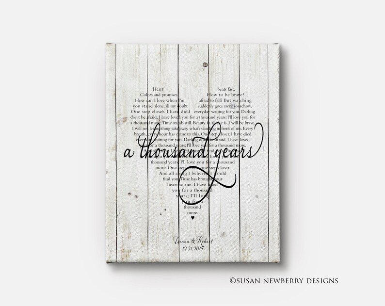 Personalized Wedding Gift Wall Decor Custom Anniversary Gift Any song lyrics CANVAS Gift for her Gift for him Bedroom Wall Art