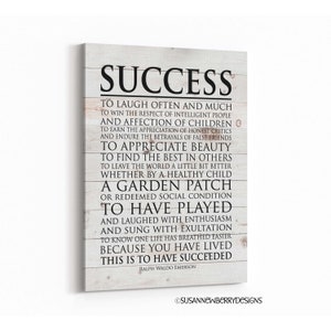 Success: this is to have succeeded - laugh often and much - Inspirational Emerson quote - Graduation Gift - Canvas Wall Art