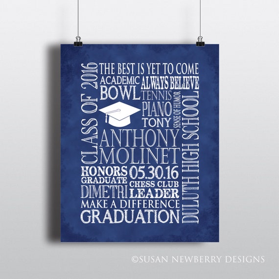 Personalised Graduation Graduate Word Art Gift Print University School Nursery