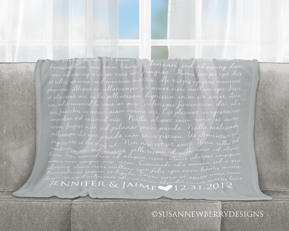 10th Anniversary Blanket With Wedding Song or Wedding Vows Etsy