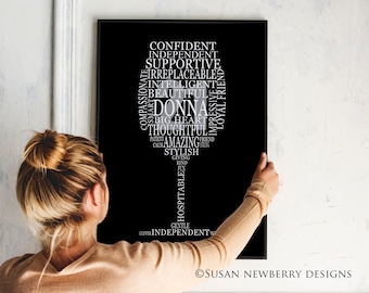 Custom Word Cloud Typography PRINT or CANVAS - Personalized Wedding Typography Wall Art - Anniversary - Birthday Gift