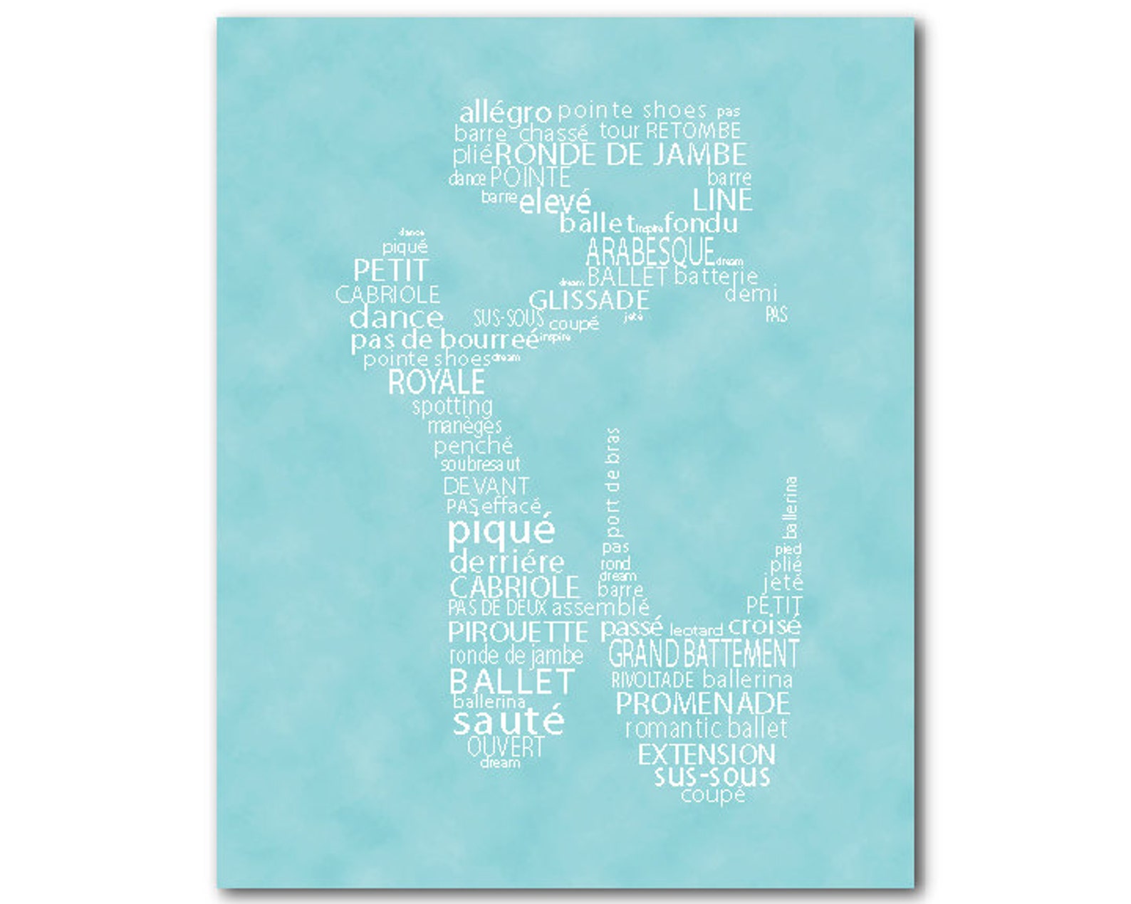 ballerina art - ballet slipper word art - ballet typography - point shoe - dance print - dance wall art - wall decor - girls roo