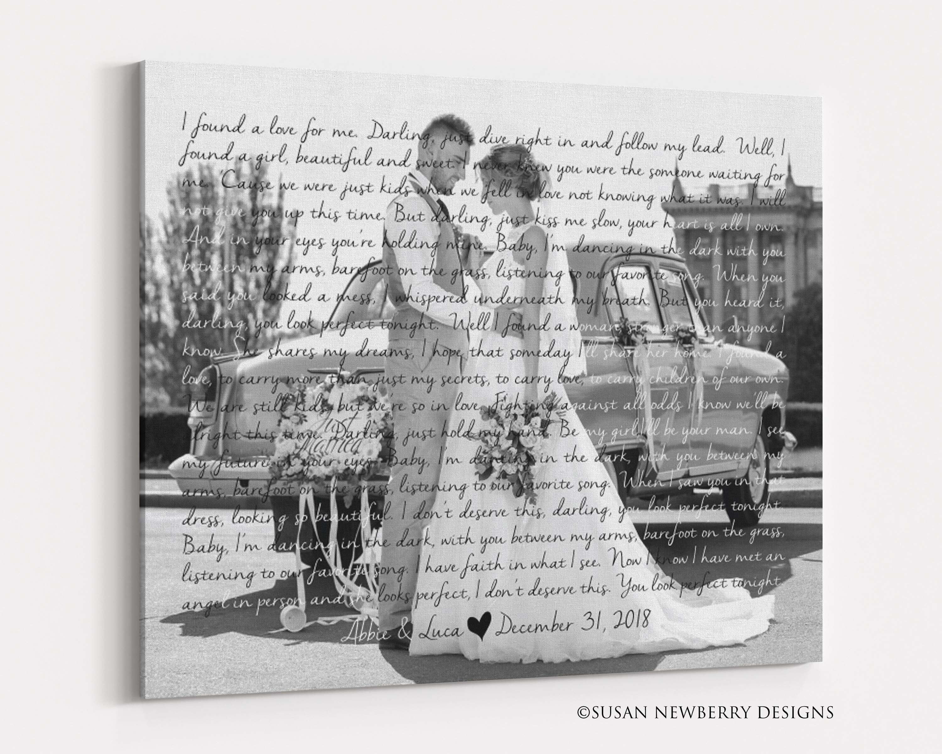Photo De Mariage Avec Paroles De Chansons Imprimer Ou Toile Etsy Canada