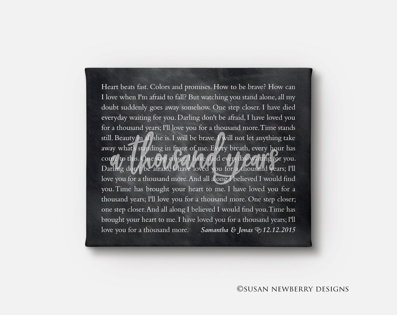 Any Song Lyrics CANVAS Wall Art Custom Wedding Gift Cotton Etsy
