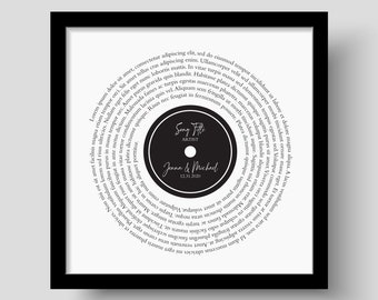 Customized Vinyl Record Song Lyrics Wall Art - Print or Canvas - Wedding or Anniversary Gift for Couple