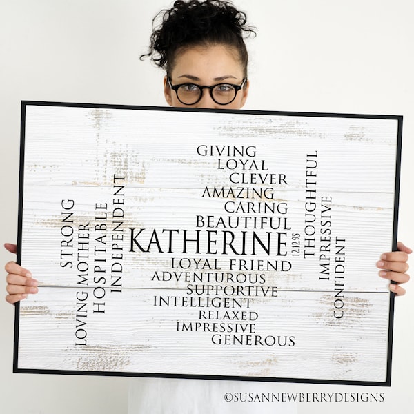 Custom word cloud - Personalized Name Typography Print or Canvas - Customized Birthday, Retirement, Graduation Gift