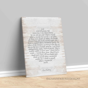 What a wonderful world inspirational Print or Canvas Wall Art - Louis Armstrong song lyrics - Nursery Art - Children&#39;s Wall décor