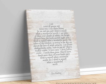 What a wonderful world inspirational PRINT OR CANVAS - Louis Armstrong song lyrics - Nursery Art - Children's Wall décor