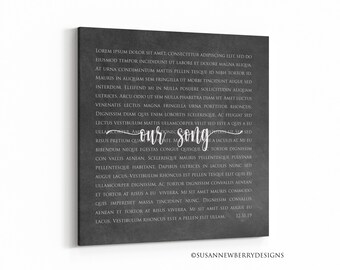 Custom song lyrics Wall Art PRINT or CANVAS - Anniversary or Wedding Gift - First Dance - Wedding Vows - Scripture - Bedroom Wall Decor