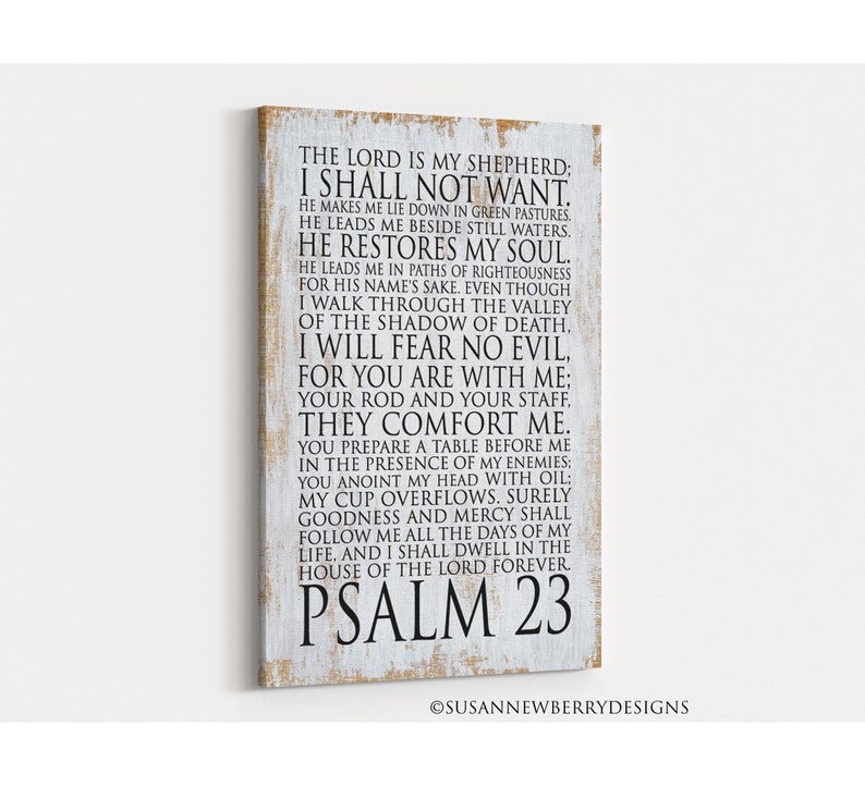 Psalm 23 The Lord is my shepherd I shall not want Bible verse Twenty third Psalm Scripture PRINT or CANVAS Christian Wall Art FH 21