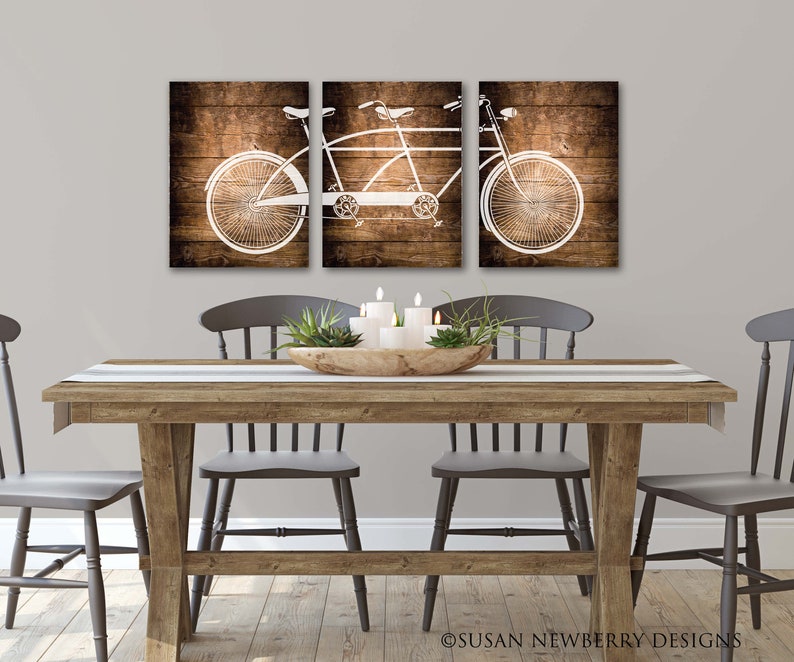 Tandem Bike Wall Decor Wall Art Trio Foyer Room Decor Etsy