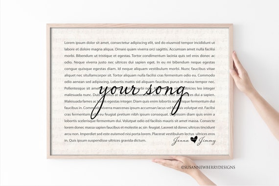 Wedding Vows Or Song Lyrics Canvas Custom Wedding Gift Etsy