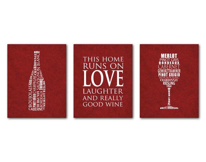 Wine PRINTS OR CANVASES Kitchen Wall Art This House Runs Etsy