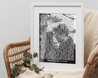 Photo with Any Text or Song Lyrics Print or Canvas Wall Art