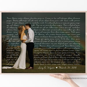 Wedding Photo with your wedding vows, Bible verse or song lyrics - Anniversary Gift - Unique gift for couple - PRINT OR CANVAS