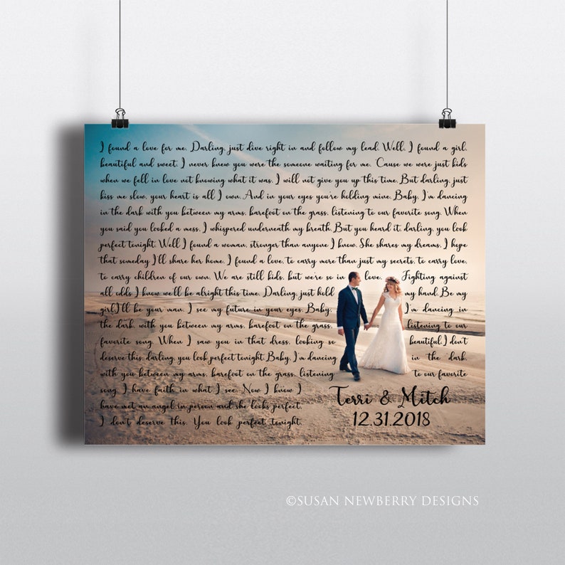 Wedding Photo with Song Lyrics Wall Art PRINT OR CANVAS | Etsy
