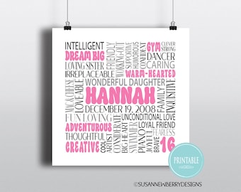 Custom Word Cloud for Graduations, Birthdays and More - Printable Wall Art