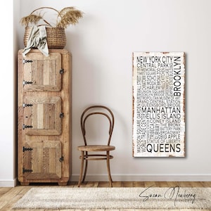 New York Subway Sign - NYC Farmhouse Canvas Wall Art - Industrial Decor - Typography Art