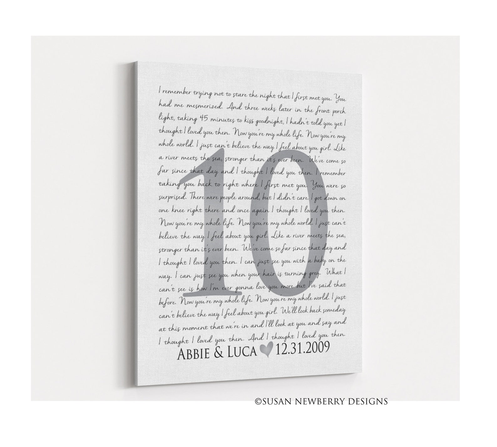 10th Aluminum Tin Anniversary Gift for Couples Any Song Etsy