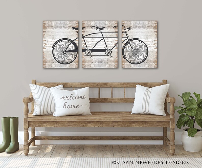 Tandem Bike Wall Decor Wall Art Trio Foyer Room Decor Etsy
