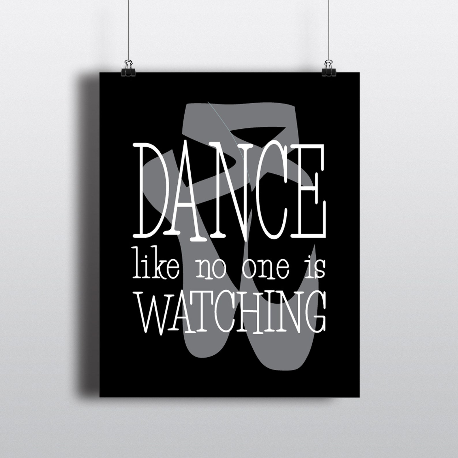 dance like no one is watching wall decor - ballet pointe shoes silhouette - teen tween wall art - dance print - girl's room