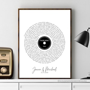 Vinyl Record Song Lyrics Wall Art, Wedding Song, First Dance Décor - Personalized Anniversary  Gift - PRINT OR CANVAS
