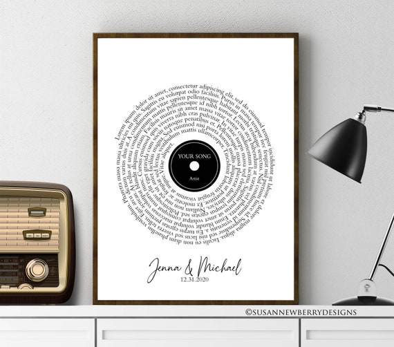 Vinyl Records Art  Custom Wedding Song Lyrics Anniversary Gift