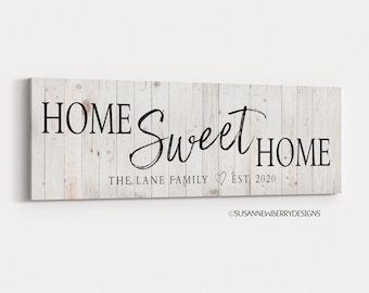 Personalized Home Sweet Home Farmhouse Canvas Wall Art - Housewarming Gift - Foyer Decor - Modern Farmhouse Sign