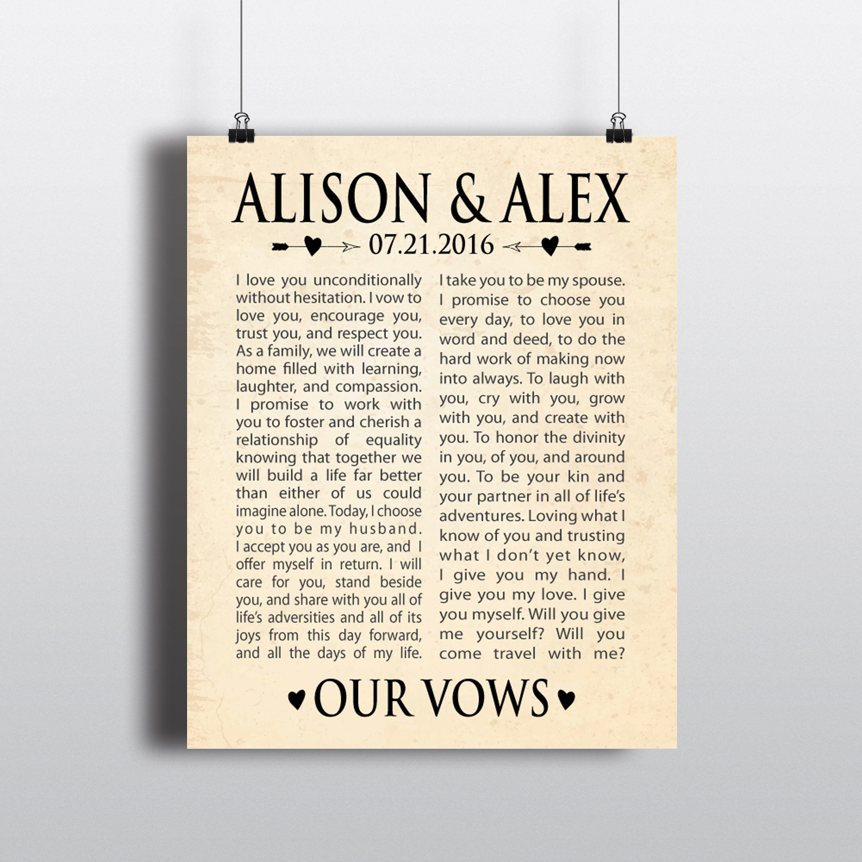 Wedding Wall Art Wedding Wall Decor Our Vows Wedding Etsy
