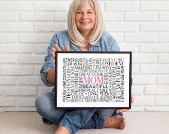 Personalised family word tree/Christmas present/Mothers day gift/wall print/Fathers Day/Gift for mum dad/New home gift/Gift for family/Word art cloud print VA006