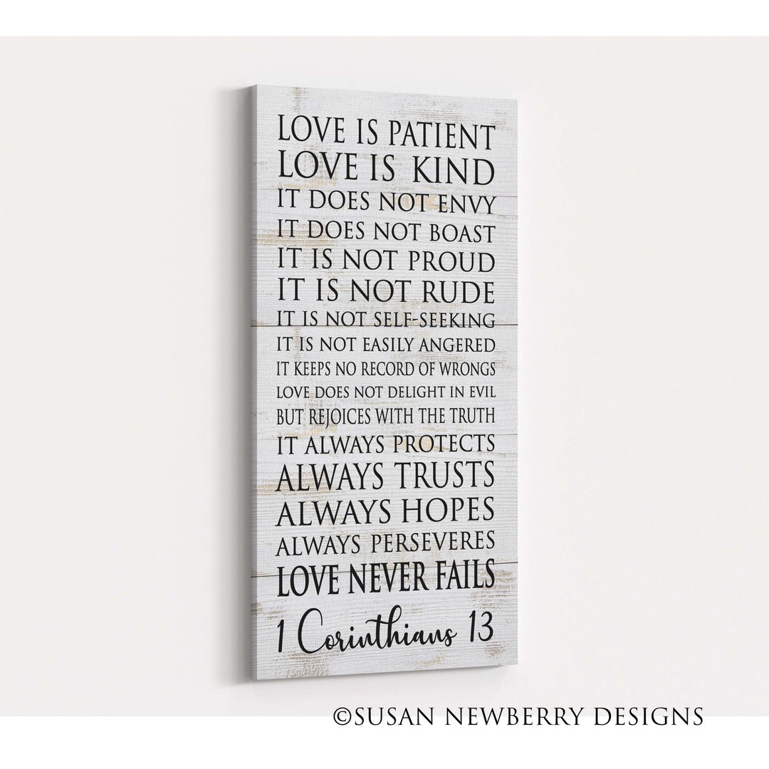 Love Never Fails - 1 Corinthians 13 - Farmhouse Sign - Ready to Hang ...