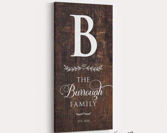 Family Name Entryway Sign - Modern Farmhouse style décor - Canvas Wall Art
