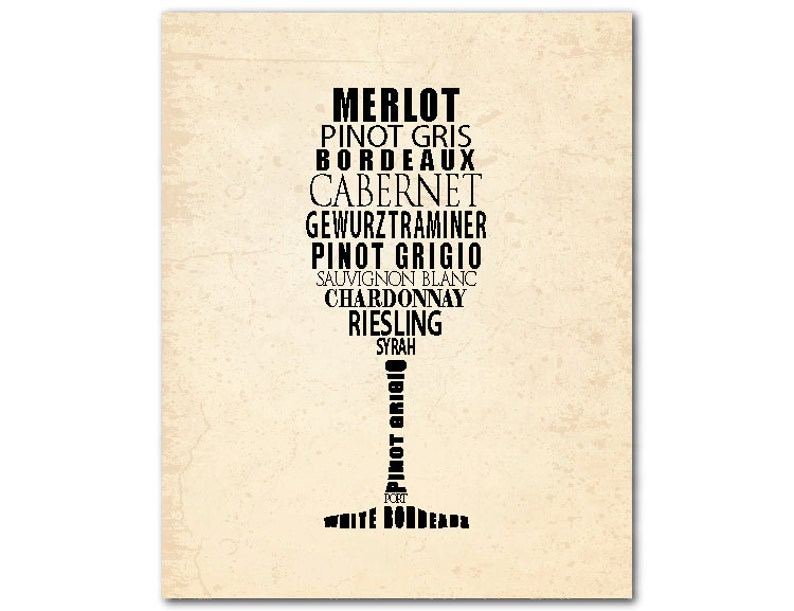 Wine Names Typography Wall Art PRINT OR Canvasunique Gift for Etsy UK